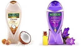 Palmolive Body Wash Coconut Joy Crème Based Exfoliator With Real Apricot Seeds & Jojoba Butter Extracts, 250ml & Body Wash Aroma Absolute Relax Shower Gel, 250ml