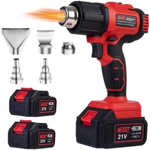 Cordless Heat Gun, 21V Hot Air Gun with Two 4.0 Ah Battery,5 Nozzle,portable heat gun for Shrink Tubing, PVC Wrap, Grafts