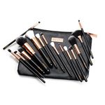 Minara Makeup Brush Set Of 15 With Easy To Carry Pouch (Black) | Travel Size Cosmetic Brushes Kit For Face Foundation Brush Eyeshadow With Storage | Makeup Pouch For Women |