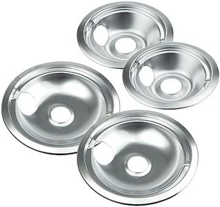 Chrome Range Drip Pans compatible with GE, Hotpoint and Kenmore Electric Stove - Replacement for WB31T10010, WB31T10011 (4 Pack, 2pcs 6" and 2pcs 8")