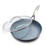 GreenPan Valencia Pro Hard Anodised Hard Anodised Healthy Ceramic Non-Stick 26 cm Frying Pan Skillet with Lid, PFAS-Free, Induction, Oven Safe, Grey