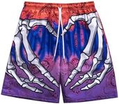 SHENHE Men's Y2K Graphic Shorts Goth Ghostface Skeleton Shorts Streetwear Rave Bandana Paisley Shorts Purple XL