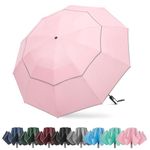 G4Free 62 Inch Windproof Inverted Umbrella with Reflective Stripe Large Compact Reverse Golf Umbrella for Rain 10 Ribs Double Canopy Travel Umbrella Automatic Open Close