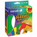 Maxell CD/DVD Storage Sleeve, Assorted, 100/Pack (MXLCD403)