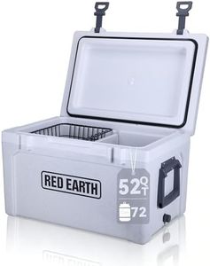 GiNT Ultra-Light 52 Quart Hard Cooler Insulated Portable Ice Chest Box with Basket & Divider, Great for the Beach, Boat, Fishing, Barbecue or Camping (Snowflake)