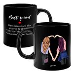 FirseBUY Cute Bestie with Friendship Quotes Printed 11 Ounce Ceramic Coffee Mug - Black 1 Pcs