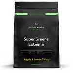 Protein Works - Super Greens Extreme , 150+ Health Benefits , 41 Active Ingredients , Vegan & Gluten Free , No Added Sugar , 41 Servings , Apple & Lemon Twist , 500g