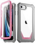 Poetic Guardian Designed Case for iPhone SE 2020 (2nd Gen), iPhone 8, iPhone 7, Full-Body Hybrid Shockproof Bumper Cover with Built-in-Screen Protector, Pink/Clear