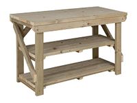 Workbench With Double Shelf Indoor/Outdoor - Pressure Treated - Heavy Duty - Handmade Garage Workshop Work Table (5ft)