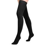 Athvibid Thigh High 20-30mmHg Compression Stocking, Compression Socks for Women & Men Circulation with Silicone Dot Band,Relieves muscle soreness, Black1, 4X-Large