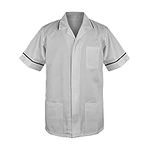 Skywear Men's Medical Healthcare Tunic, Nurse Hospital Dentist Uniform, White with Navy, L