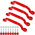 KINSPORY 10.6'' Climbing Handles, 4pc Playground Safety Handles Set, Kids Hand Grips for Outdoor Games, Swing Set, Playset, Climbing Frame, Play House, Climbing Frame - Red