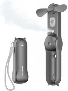 SWEETFULL Misting Handheld Personal Fan, Rechargeable Mini Spray Water Mist, Portable for Kids Women, Travel, Outdoors, Hiking, Camping, Home Office (Light Black)