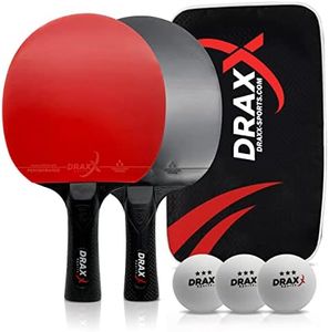 Raquette de ping-Pong Exterieur | 2 Raquettes de Tennis de Table + 3 Balles + 1 Sac | Etanche - Ultra Legere - POIGNEE Ergonomique| Tout Niveaux | Housse de Protection renforcée (Duo)