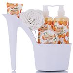 Spa Gift for Women - 5 Pcs Luxury Heel Shoe Spa Basket for Women Citrus Scented Home Relaxation Set w/ Body Lotion & Butter, Shower Gel, Bubble Bath - Birthday, Self Care Gifts for Women by Draizee