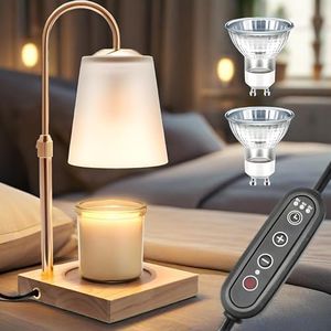 DORESshop Candle Warmer Lamp with Timer, Adjustable Height & Heat, Electric Warmer for Large Jar Candles, Includes 2X 50W Bulbs