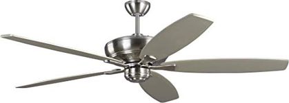 Monte Carlo 5DVR60BS Dover 60" Ceiling Fan with Remote, 5 Light Grey Weathered Oak Blades, Brushed Steel