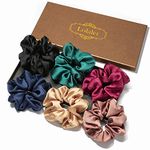 Lolalet Scrunchies for Hair, Hair Scrunchies for Women Girls, Soft Satin Scrunchy for Sleeping, Big Sleep Scrunchie with Elastic Hair Bands for Thick Thin Fine Curly Hair -6 Pack, Style D