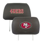 FANMATS 12514 San Francisco 49ers Embroidered Head Rest Cover Set - 2 Pieces