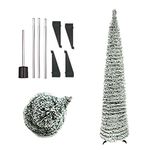 Pop Up Christmas Tree 5 Feet - Easy to Assemble Collapsible Snow Tree, Space Saving Foldable With Stable Base Pull Up Merry Xmas 5 ft (Snow Green)