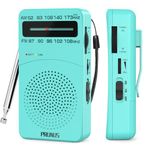 PRUNUS J-166 Portable Radio Battery Operated, AM FM Radios Pocket, Small Radio Transistor with Tuning Light, Back Clip, Excellent Reception for Outdoor & Indoor & Emergencies(Blue)
