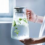 Homeprism 1800 ML || Set of 1 || Glass Water Jug with Lid Glass Pitcher Hot Water Jug Milk Carafe Glass Water Jug for Dining Table