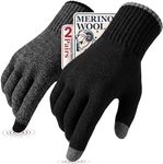 Merino Wool Gloves for Men Women, Touch Screen Warm Fleece Liners