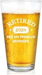 DAZLUTE Retirement Gifts for Men, Retired 2024 Not My Problem Anymore Beer Glass, Funny Retired Gifts for Boss Coworker Husband Teacher Friends Dad Grandpa, 15 Oz Beer Pint Glass