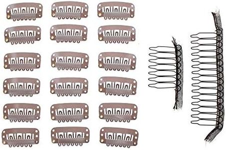 Milano Collection 20 PC Value Bundle: 18 PC Pack of Medium Size Snap Clip-ins and 2 Pack of Combs for Hair Extensions and Wigs - Tan