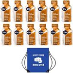 GU Energy Gels - Pack of 12 Salted Caramel Sachets Bundled with A Free Motivational Drawstring Kit/Shoe Bag