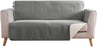 Pamhaven Gray Loveseat Covers 2 Cushion Couch, Water-Repellent Sofa Slipcover for Couch, Machine Washable Love Seat Quilted Couch Covers, Pet Friendly Loveseat Slipcovers (Loveseat 56", Cool Gray)