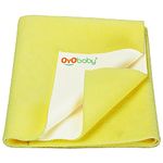 OYO BABY Breathable Bed Protector | Anti-Piling Fleece Extra Absorbent Washable | Waterproof Quick Dry Sheet for Baby| Baby Bed Protector Sheet for Kids and Adults | Large (100cm X 140cm), Yellow