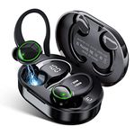 Wireless Headphones, AOTONOK Bluetooth 5.3 Headphones Stereo Noise Cancelling Headphones with Mic, 40H Dual LED Touch Control Wireless Earbuds with Earhook, IP7 Waterproof Earphones, Sport/Running/Gym