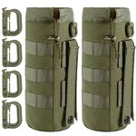 MUCHER 2 Pack Tactical Water Bottle Pouch Molle Bottle Holder Military Bottle Bag Bottle Container Carrier with 4 Hooks for Outdoor Hiking Hunting Camping Training (Green)