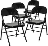 Flash Furniture 4 Pack HERCULES Series Triple Braced & Double Hinged Black Metal Folding Chair