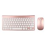 ciciglow Wireless Keyboard and Mouse Combo, 2.4G Slim Silent USB Keyboard Mouse 78 Keys Compact Computer Keyboard for Desktop, Computers, Mobile Devices, Tablet(Rose Gold)