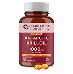 Carbamide Forte Antarctic Krill Oil 1000mg with Marine Phospholipids & 2% Astaxanthin | 100% Pure Krill Oil Omega 3 300mg Capsules for Heart, Brain, Joint, Eye & Skin Health - 30 Softgels