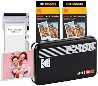 KODAK Mini 2 Retro 4PASS Portable Photo Printer (2.1x3.4 inches) Initial 8 Sheets + 60 Sheets Bundle, Black