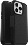 OtterBox Strada Case for iPhone 15 Pro for MagSafe, Shockproof, Drop Proof, Premium Leather Protective Folio with Two Card Holders, 3X Tested to Military Standard, Black