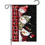 Louise Maelys Christmas Garden Flag 12x18 Double Sided, Burlap Buffalo Check Plaid Small Let it Snow Snowman Winter Garden Yard Flags Farmhouse for Winter Christmas Seasonal Outside Outdoor House Holiday Decor (ONLY FLAG)