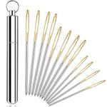 12 Pieces Large Eye Blunt Sewing Needles Tapestry Stainless Steel Yarn Knitting Needles Embroidery Hand Sewing Needles with Aluminum Needle Storage Tube