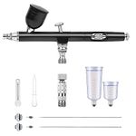 Magicrose Dual-Action Gravity Feed Airbrush Kit,7cc 20cc 40cc Fluid Cup 0.2&0.3&0.5mm Needle Nozzle Set Dual Action Airbrush Spray Paint Gun Kit Airbrush Paint Kit for Art Craft Paint Hobby Model