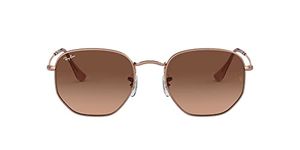 Ray-Ban RB3548N Hexagonal Flat Lens Sunglasses, Copper/Pink Gradient Brown, 51 mm