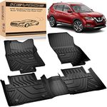 KEYOOG Compatible for 2014-2020 NIS-san Rogue, Car Floor Mats Black TPE Special All-Weather Automotive Mat Interior Accessories Includes 1st and 2nd Row, Not Fits Rogue Select or Sport Models