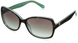 Kate Spade Women's Ayleens Rectangular Sunglasses, Havana Green/Gray Gradient Aqua, 56 mm