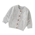 SRTUMEY Clearance Sweater Baby Girl Boy Knit Cardigan Sweater Warm Pullover Tops Toddler Infant Outerwear Jacket Coat Outfit Clothes Button Front Knit Sweater 12-18 Months #2-Grey