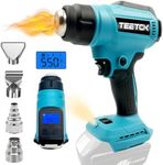TEETOK Cordless Heat Gun Compatible with Makita 18V Battery Hot Air Gun with 2-Temp Setting, 30 °C-550 °C, 4 Nozzles for Crafts, Shrink Wrapping/Tubing, Stripping Paint(Tool Only)