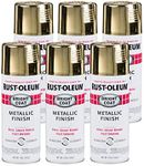 Rust-Oleum 7710830-6PK Stops Rust Bright Coat Metallic Spray Paint, 11 Oz, Gold, 6 Pack