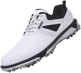 ULTIANT Men's Golf Shoes Fixed Nailless Sole Waterproof Lightweight No-Slip Walking Shoes Size7.5-13(White,40)