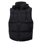 Aokivvy Women'S Puffer Vest With Pockets Thicken Zip Up Removable Hooded Sleeveless Winter Stand Collar Warm Gilet (CA/US, Alpha, Large, Regular, Regular, Black)